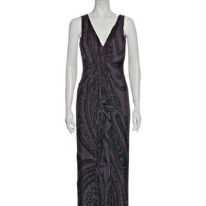 ETRO Printed Purple Long Dress Sz 44 (US 8/M)